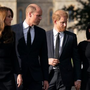 William, Kate, Harry and Meghan greet mourners and view tributes to Queen Elizabeth II #shorts