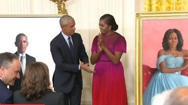 Obamas return to White House for unveiling of official portraits