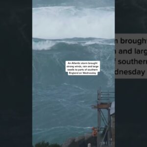 Colossal waves from Storm Noa crash onto the Cape Cornwall coast #shorts