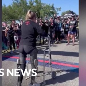 Woman paralyzed in accident walks a mile for first time in more than 5 years