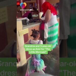 3-year-old and grandma both dress up as Ariel from "The Little Mermaid" #shorts