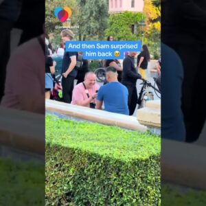 Couple surprises each other with dual proposals at Disneyland #shorts