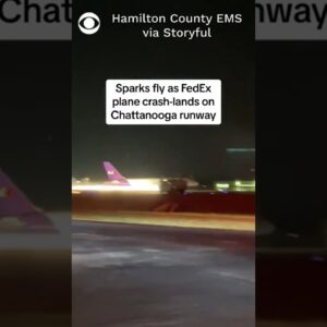 FedEx plane skids off runway as it crash lands at Tennessee airport #shorts