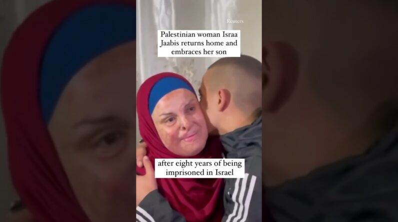 Palestinian woman embraces son after 8 years imprisoned in Israel #shorts