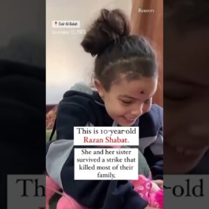 Child in Gaza whos survived airstrike that killed most of her family wishes for end to war #shorts