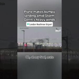 Plane makes bumpy landing at London Heathrow Airport amid Storm Gerrit's heavy winds #shorts