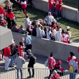Bystanders tackle armed man running away from Kansas City Chiefs parade shooting