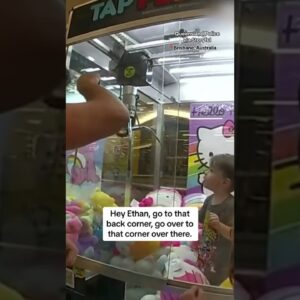 Toddler rescued after getting stuck in claw machine #shorts