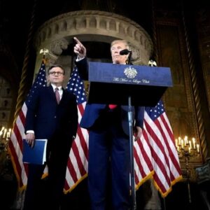 Former President Donald Trump hosted House Speaker Mike Johnson at his Mar-a-Lago resort
