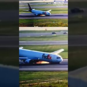 Cargo plane lands on nose after landing gear failure #shorts