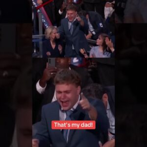 Gus Walz tearfully cheers for dad during Gov. Tim Walz's DNC speech: "That's my dad!" #shorts
