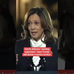 Harris delivers closing argument, says Trump will divide country further #shorts