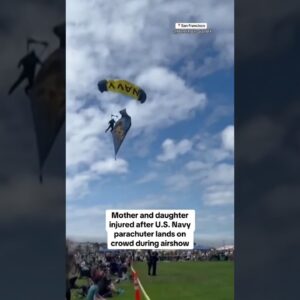 Mother and daughter injured when Navy parachuter lands on crowd #shorts