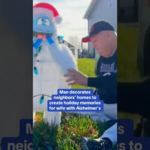 Man decorates neighbors' homes to create holiday memories for wife with Alzheimer's #shorts
