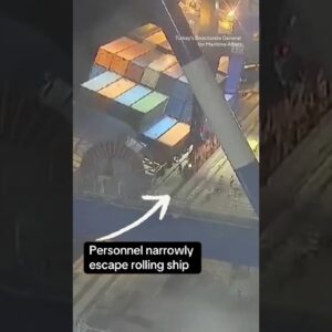 Personnel narrowly escape rolling ship #shorts
