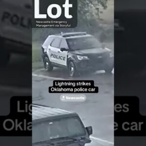 Lightning strikes Oklahoma police car #shorts