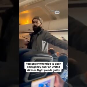 Passenger who tried to open emergency door on a 2023 United Airlines flight pleads guilty #shorts