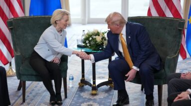 Trump meets with European Commission president in Scotland | full video