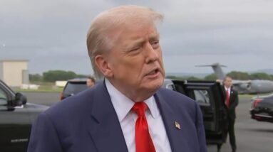 Trump takes questions after arriving in Scotland for golf, trade talks