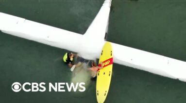 Watch: Dramatic pilot rescue after emergency landing off North Carolina coast