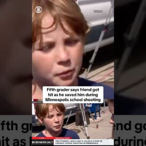 Fifth grader says friend got hit as he saved him during Minneapolis school shooting #shorts