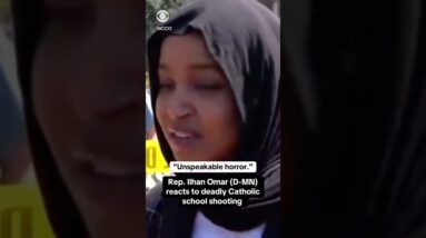 Rep. Ilhan Omar reacts to deadly Catholic school shooting in Minneapolis #shorts