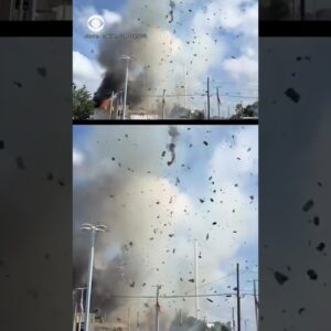 Fire, explosion breaks out in North Carolina after driver crashes into veterinary clinic #shorts