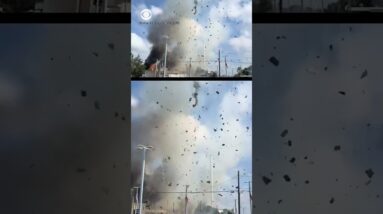 Fire, explosion breaks out in North Carolina after driver crashes into veterinary clinic #shorts