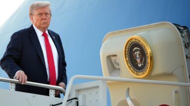 Trump speaks aboard Air Force One while enroute to summit with Putin