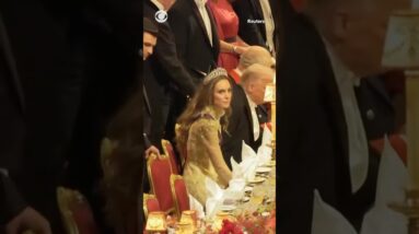 Trump helps push in Princess Kate’s chair as they sat down for dinner #shorts