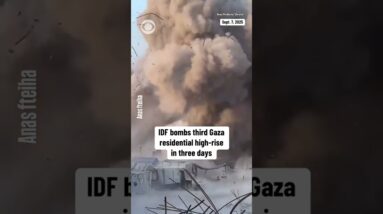 Israel Defense Forces carry out strikes, demolishing 7-story building in Gaza City #shorts
