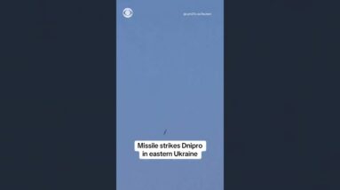 Video shows moment missile flies through air before hitting target in Ukraine #shorts