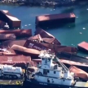 Several cargo containers spill off ship into Port of Long Beach