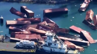 Several cargo containers spill off ship into Port of Long Beach