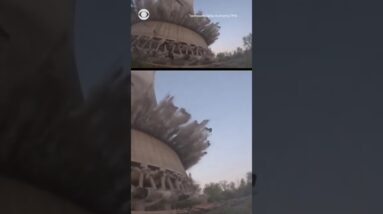 Tennessee nuclear cooling tower crashes down in controlled implosion #shorts