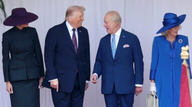 Trump arrives at Windsor Castle, greeted by British royal family