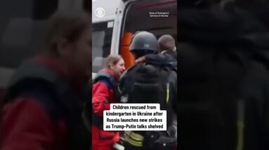 Children rescued from kindergarten in Ukraine after Russia launches new strikes #shorts