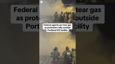 Federal agents use tear gas as protesters rally outside Portland ICE facility #shorts