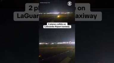 2 planes collide on LaGuardia Airport taxiway #shorts
