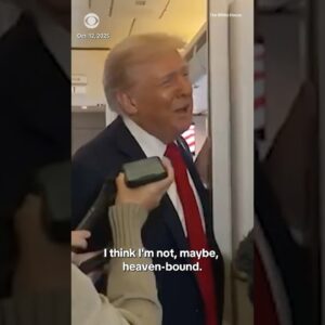 "I think I’m not, maybe, heaven-bound,” President Trump tells reporters aboard Air Force One #shorts
