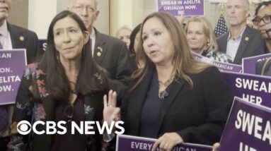 Watch: Democrats storm Speaker Johnson's office over Rep.-elect Adelita Grijalva