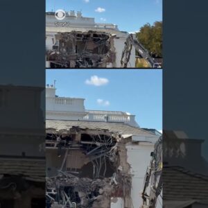 White House begins demolishing part of East Wing facade to prepare for Trump’s new ballroom #shorts
