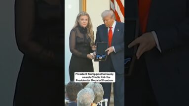 President Trump posthumously awards the Presidential Medal of Freedom to Charlie Kirk #shorts
