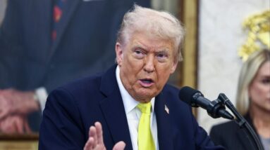 Watch: Trump takes questions on tariffs, strikes against alleged drug boats, more