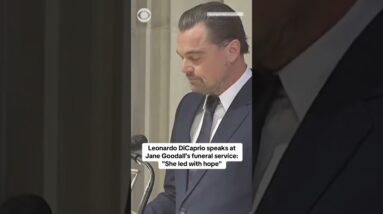 Leonardo DiCaprio speaks at Jane Goodall's funeral service: "She led with hope" #shorts