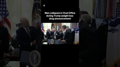 Man appears to have medical emergency and collapses in Oval Office during Trump announcement #shorts