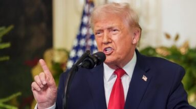 Trump defends economic policies and claims he's bringing the U.S. back from the "brink of ruin"