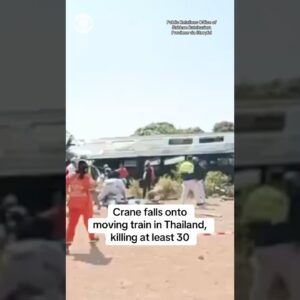Crane falls onto moving train in Thailand, killing at least 30 #shorts