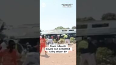 Crane falls onto moving train in Thailand, killing at least 30 #shorts
