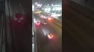 Pickup truck dangles off side of Boston bridge after swerving to avoid stopped car #shorts